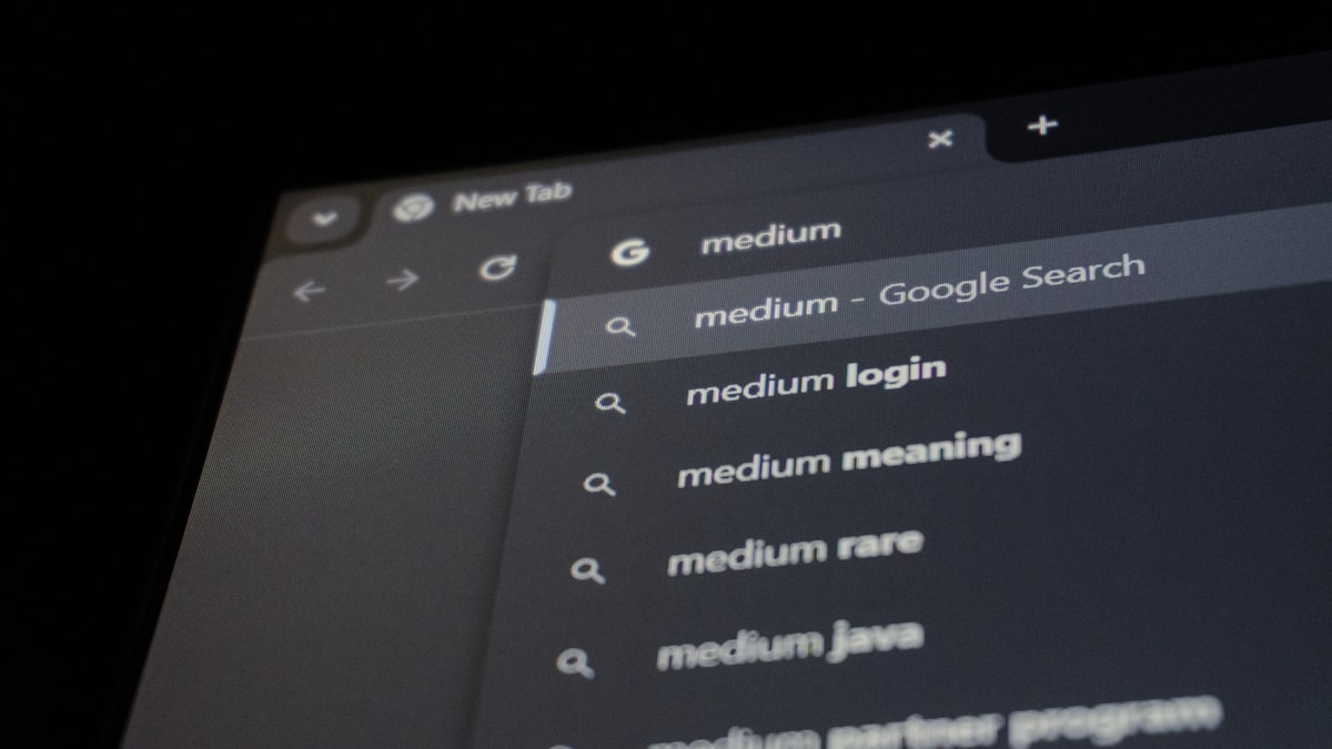 Search engine query results displayed on a screen